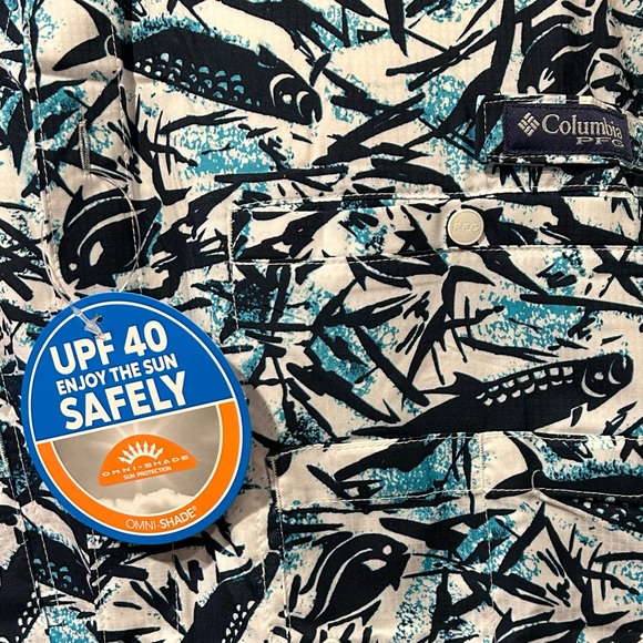 Columbia PFG Omni-Shade UPF 40 Fish Print Shirt - Picture 9 of 14